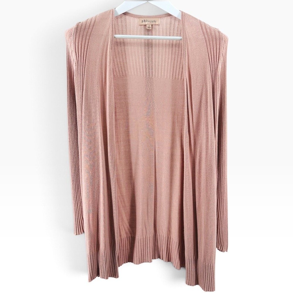Philosophy Republic Clothing Womens Ribbed Blush Pink Open Front Cardigan Small